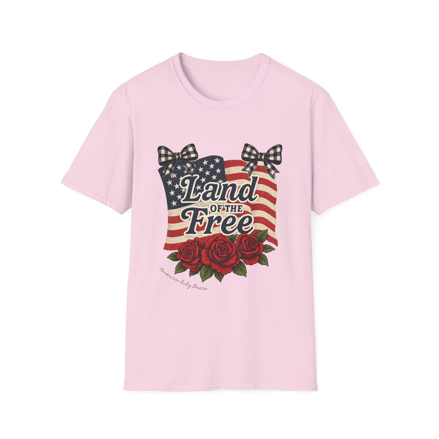 Patriotic Rose Bow Design Graphic Tee